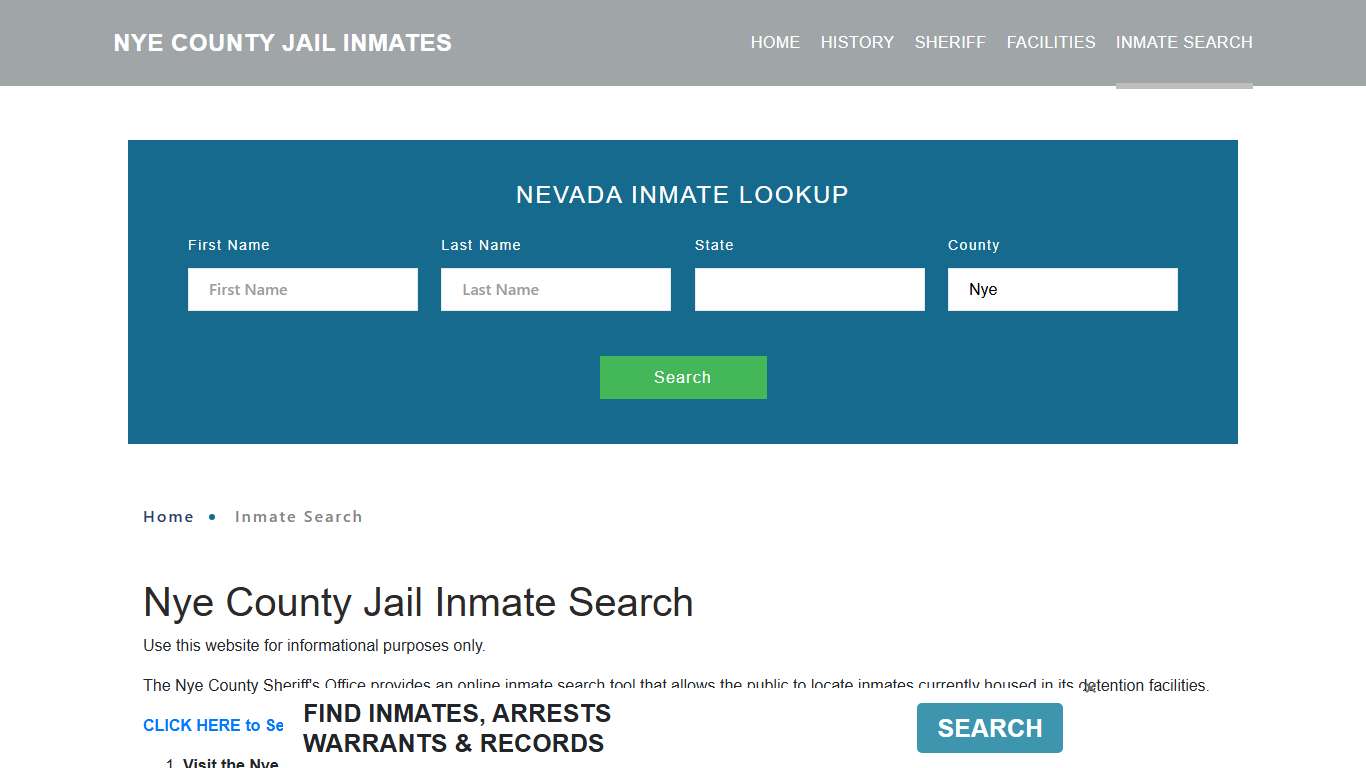 Nye County, NV Detainee Lookup